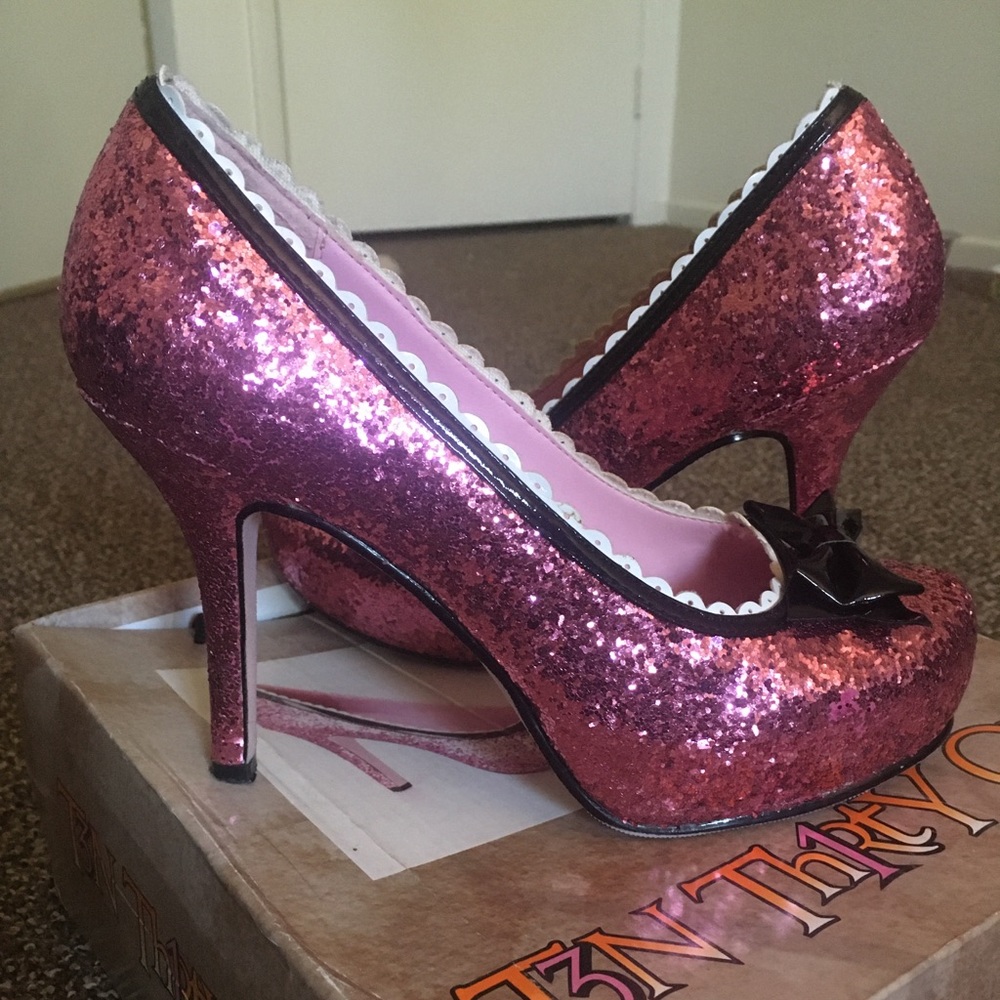 Pink glitter heels